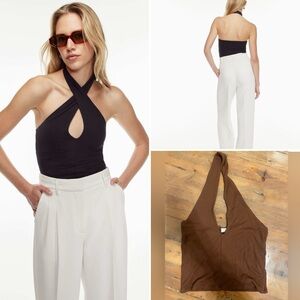 Aritzia Wilfred Brown Ribbed Halter Tank
